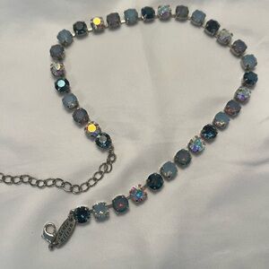 Multi color blue gem fine Austrian Crystal necklace. Perfect condition/quality